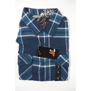 Amplify Button Up Shirt Men Large Longsleeve Chest Pockets The Breaker Blue NWT